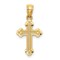14K Yellow Gold Textured Cross Pendant Charm Jewelry 22mm x 11mm